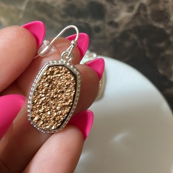 Sparkly Kendra Bronze Drop Earrings - Picture 7 of 10